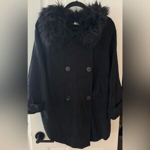 Max Studio Black Double-Breasted Poncho light coat